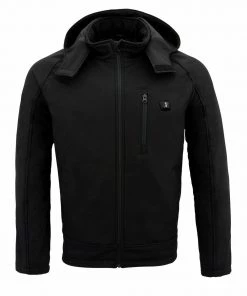 Nexgen Heat Men's Nxm1767set-'Ruffled' Black'Heated' Soft-Shell Hooded Jacket (Rechargeable Battery Pack Included) Motorcycle Jackets