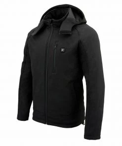 Nexgen Heat MPM1767SET Men's Black'Heated' Soft Shell Hooded Zipper Front Jacket (Rechargeable Battery Pack Included)
