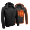 Nexgen Heat MPM1767SET Men's Black 'Heated' Soft Shell Hooded Zipper Front Jacket (Rechargeable Battery Pack Included)