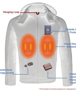 Nexgen Heat MPM1767SET Men's Black'Heated' Soft Shell Hooded Zipper Front Jacket (Rechargeable Battery Pack Included)