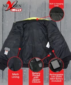 Nexgen Heat Men's Nxm1773set-'Sledge' High-viz Heated Textile Jacket (Rechargeable Battery Pack Included)