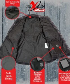 Nexgen Heat Women's Nxl2602set-'Bonnie' Black Grey Red Heated Flannel Long Sleeve Shirt (Rechargeable Battery Pack Included)