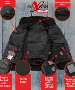 Nexgen Heat MPL2713SET Women's Black'Heated' Zipper Front Hoodie (Battery Pack Included) Motorcycle Jackets