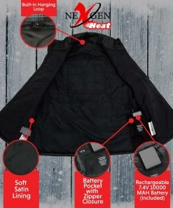 Motorcycle Vests Nexgen Heat Men's Nxm3301set-'Puffed' Black Heated Textile Vest (Rechargeable Battery Pack Included)