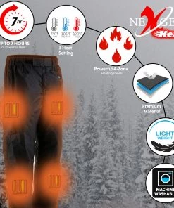 Motorcycle Pants & Chaps NexGen Heat MPM5715SET Men's Black 'Heated' Textile Water Resistant Over Pants (Rechargeable Battery Pack Included)