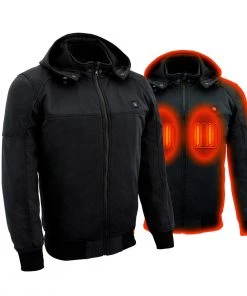 Nexgen Heat MPM1761SET Men's Black 'Heated' Soft Shell Racing Style Jacket With Hoodie (Battery Pack Included) Motorcycle Jackets