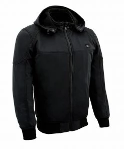 Nexgen Heat MPM1761SET Men's Black'Heated' Soft Shell Racing Style Jacket With Hoodie (Battery Pack Included) Motorcycle Jackets