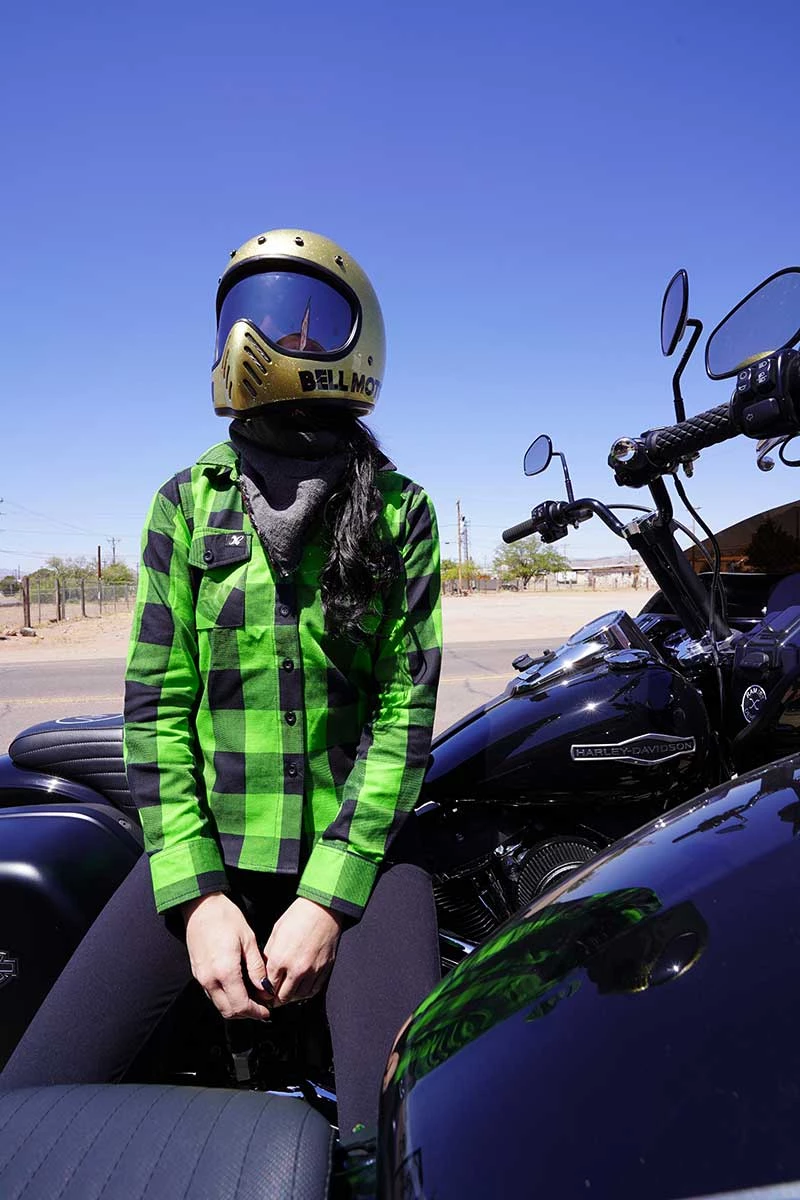 NexGen MNG21606 Women's Lime Green And Black Long Sleeve Cotton Flannel Shirt