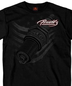 Hot Leathers Riding Gear Official Perewitz PFM1006 Men’s Spark Plug Black T-Shirt