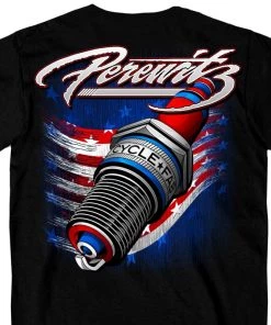 Hot Leathers Riding Gear Official Perewitz PFM1006 Men’s Spark Plug Black T-Shirt