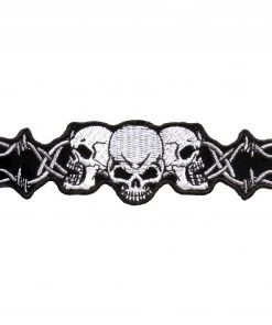 Hot Leathers PPA1052 Barbed Wire Skull Trio Patch 5" X 1"