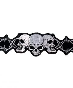 Hot Leathers PPA1056 Barbed Wire Skull Trio 10" X 3" Patch