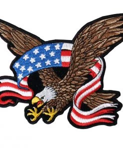 Hot Leathers PPA1187 American Flag Banner Eagle 11" X 9" Patch Patches