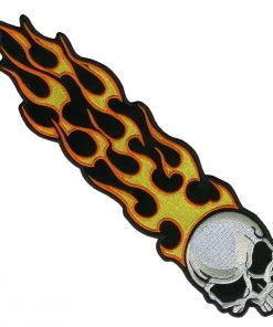 Hot Leathers PPA1192 Long Flaming Skull 1" X 5" Patch Patches