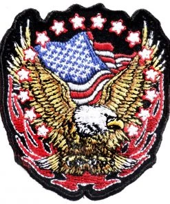 Hot Leathers PPA1422 Eagle Flag And Stars Patch 3" X 3"