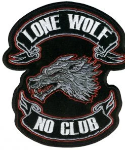 Patches Hot Leathers PPA2229 Lone Wolf No Club Patch 13” X 15”