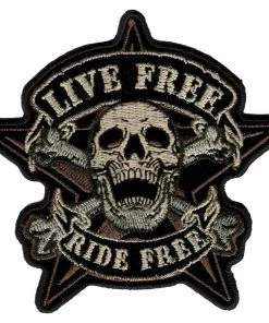 Hot Leathers PPA5100 Live Free Skull Biker Patch 4" X 4"