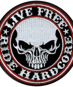 Hot Leathers PPA5370 Live Free Ride Hardcore Skull Patch 4" X 4"