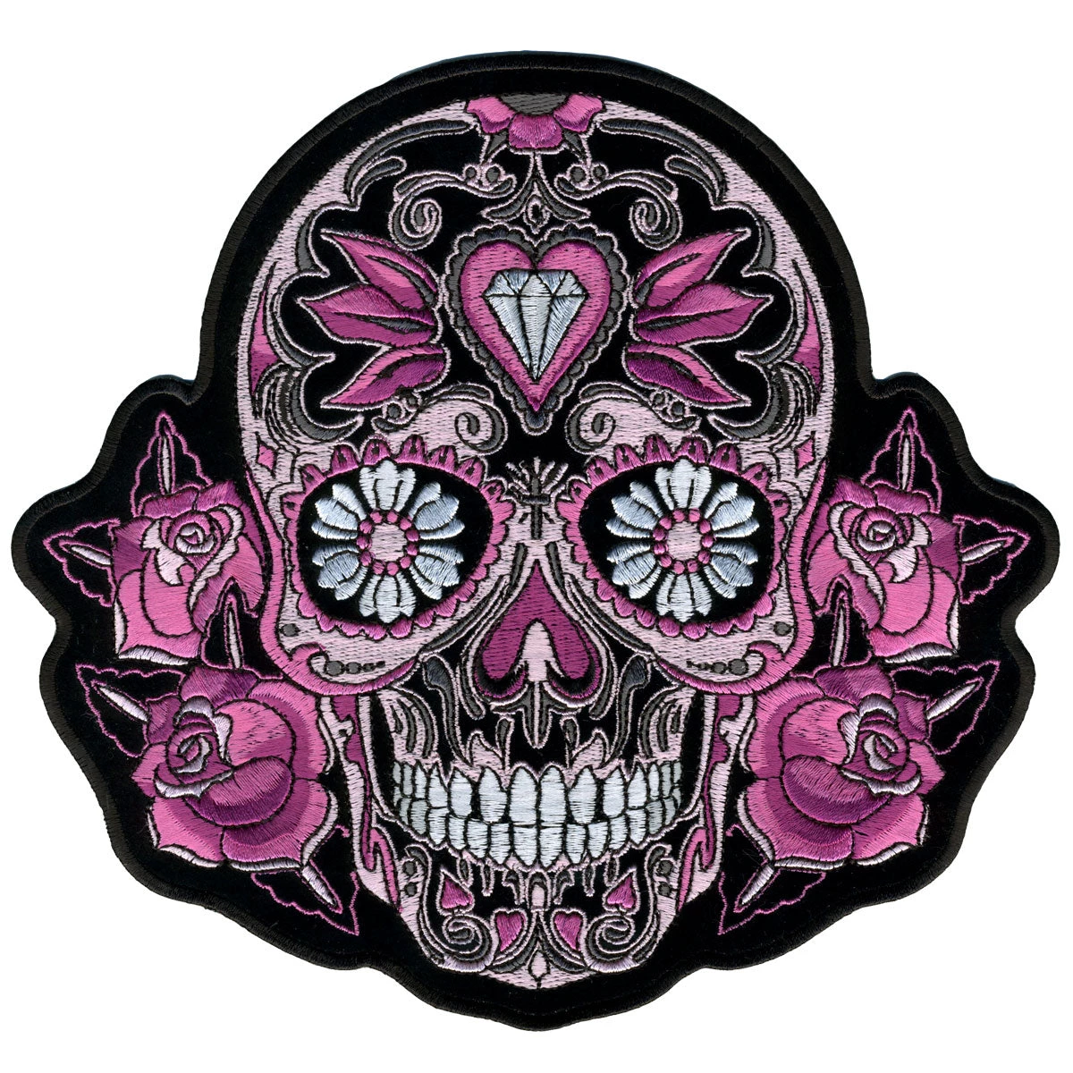 Hot Leathers PPA6967 Pink Sugar Skull And Roses 8" X 8" Patch Patches