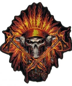 Hot Leathers PPA7149 Flame Headress Indian 11" X 12" Patch Patches