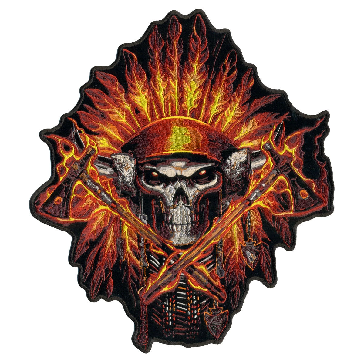 Hot Leathers PPA7149 Flame Headress Indian 11" X 12" Patch Patches