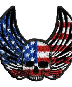 Hot Leathers PPA9780 Skull Wings Flag 4"x3" Patch