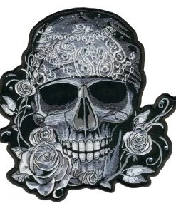 Hot Leathers PPC3217 Bandana Skull With Rhinestones 8" X 8" Patch