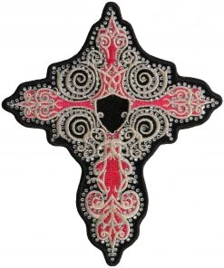 Hot Leathers PPC3265 5 Inch Rhinestone Pink Cross Patch Patches