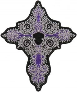 Hot Leathers PPC3275 5 Inch Rhinestone Purple Cross Patch Patches