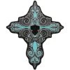 Hot Leathers PPC3297 9 Inch Turquoise Cross Patch With Rhinestones Patches