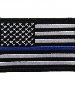 Patches Hot Leathers PPF5111 Flag Thin Blue Line Embroidered 3"x2" Patch