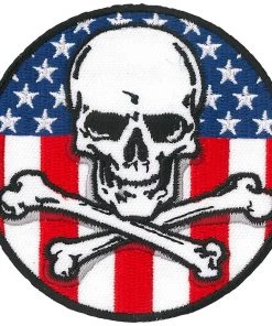 Hot Leathers PPQ1090 Flag Skull Circle 3" Patch Patches