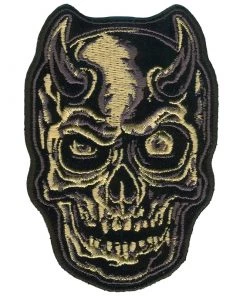 Hot Leathers PPQ1210 Devil Horn Skull Grey 3.5" Patch