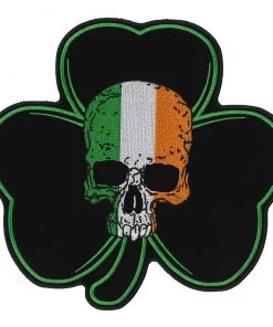 Hot Leathers PPQ1347 Shamrock Skull 9" Patch
