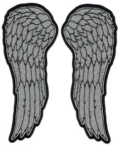 Patches Hot Leathers PPS1041 10" Metallic Silver Angel Wings Patch