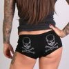 Riding Gear Hot Leathers PTB7046 Silver Glitter Ink Skull And Crossbones Ladies Boy Shorts