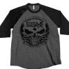 Hot Leathers PWM2002 Official Providence Cycle Worx Skull Raglan Charcoal Black 3/4 Sleeve Shirt Riding Gear