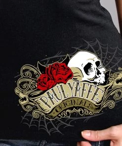 Hot Leathers PYL1033 Official Paul Yaffe's Bagger Nation Skull Banner Ladies Double Sided Black T-Shirt Riding Gear