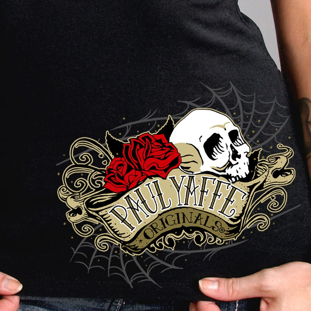 Hot Leathers PYL1033 Official Paul Yaffe's Bagger Nation Skull Banner Ladies Double Sided Black T-Shirt Riding Gear