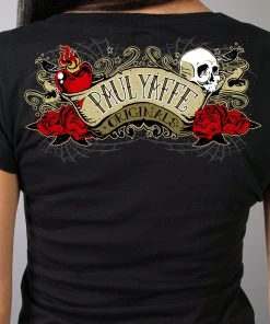 Hot Leathers PYL1033 Official Paul Yaffe's Bagger Nation Skull Banner Ladies Double Sided Black T-Shirt Riding Gear