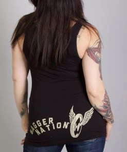 Riding Gear Hot Leathers PYL2018 Official Paul Yaffe's Bagger Nation Flying Wheel Ladies Black Tank Top