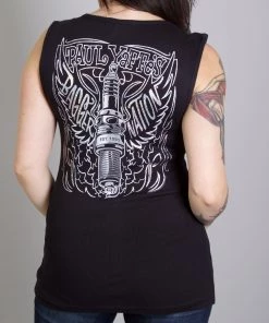 Hot Leathers PYL2020 Official Paul Yaffe's Bagger Nation Plug Ladies Black Tank Top Riding Gear