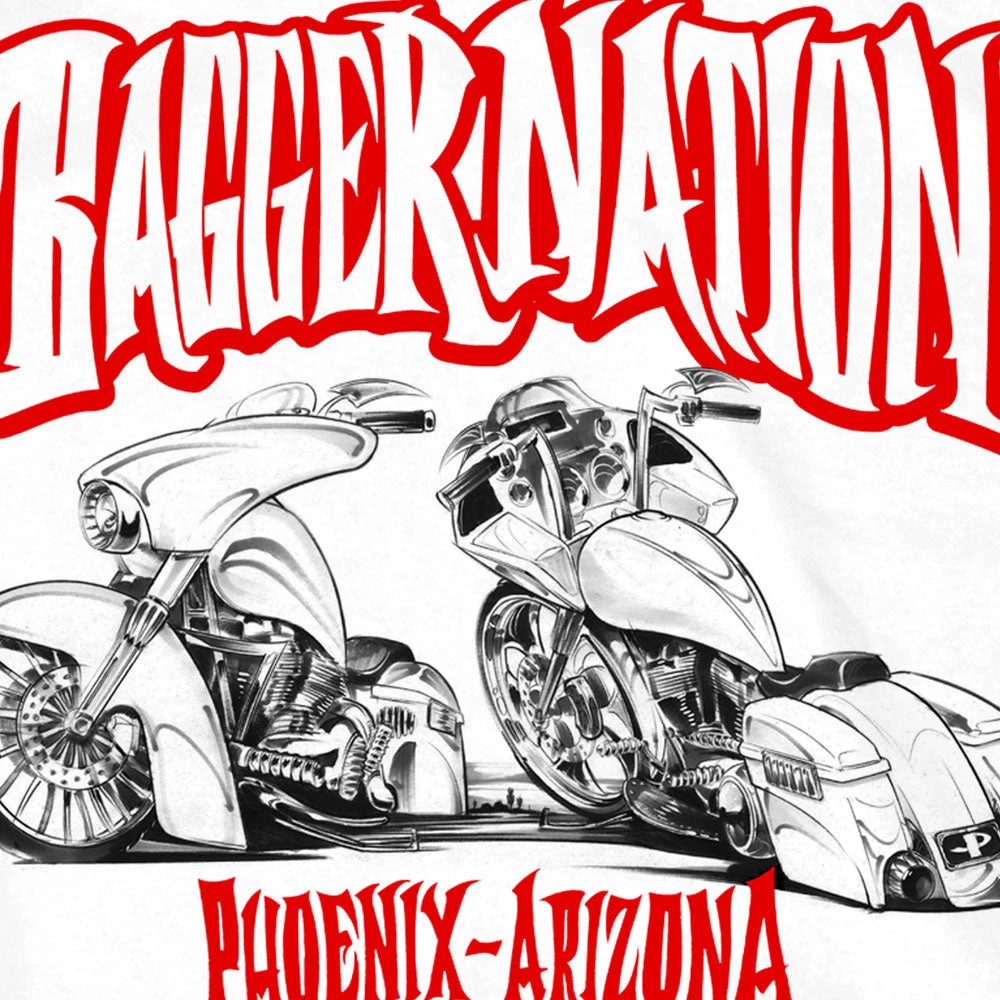 Hot Leathers PYM1006 Official Paul Yaffe's Bagger Nation Twin Bikes White T-Shirt Riding Gear