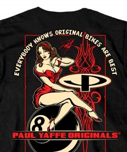 Hot Leathers PYM1012 Official Paul Yaffe's Bagger Nation 8 Ball Pin Up Black T-Shirt
