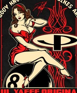 Hot Leathers PYM1012 Official Paul Yaffe's Bagger Nation 8 Ball Pin Up Black T-Shirt