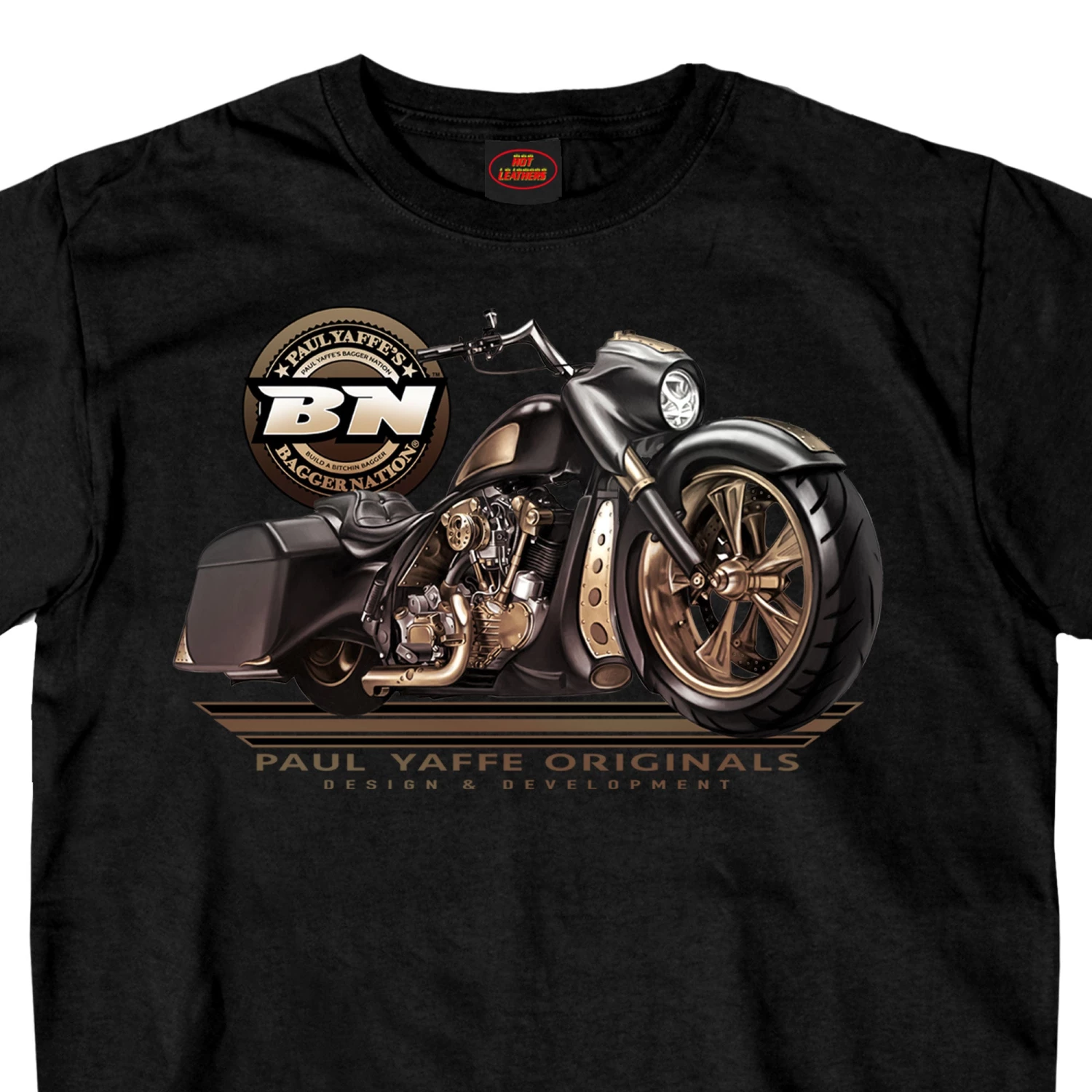 Hot Leathers PYM1029 Official Paul Yaffe's Bagger Nation Rubber Knucky Black T-Shirt