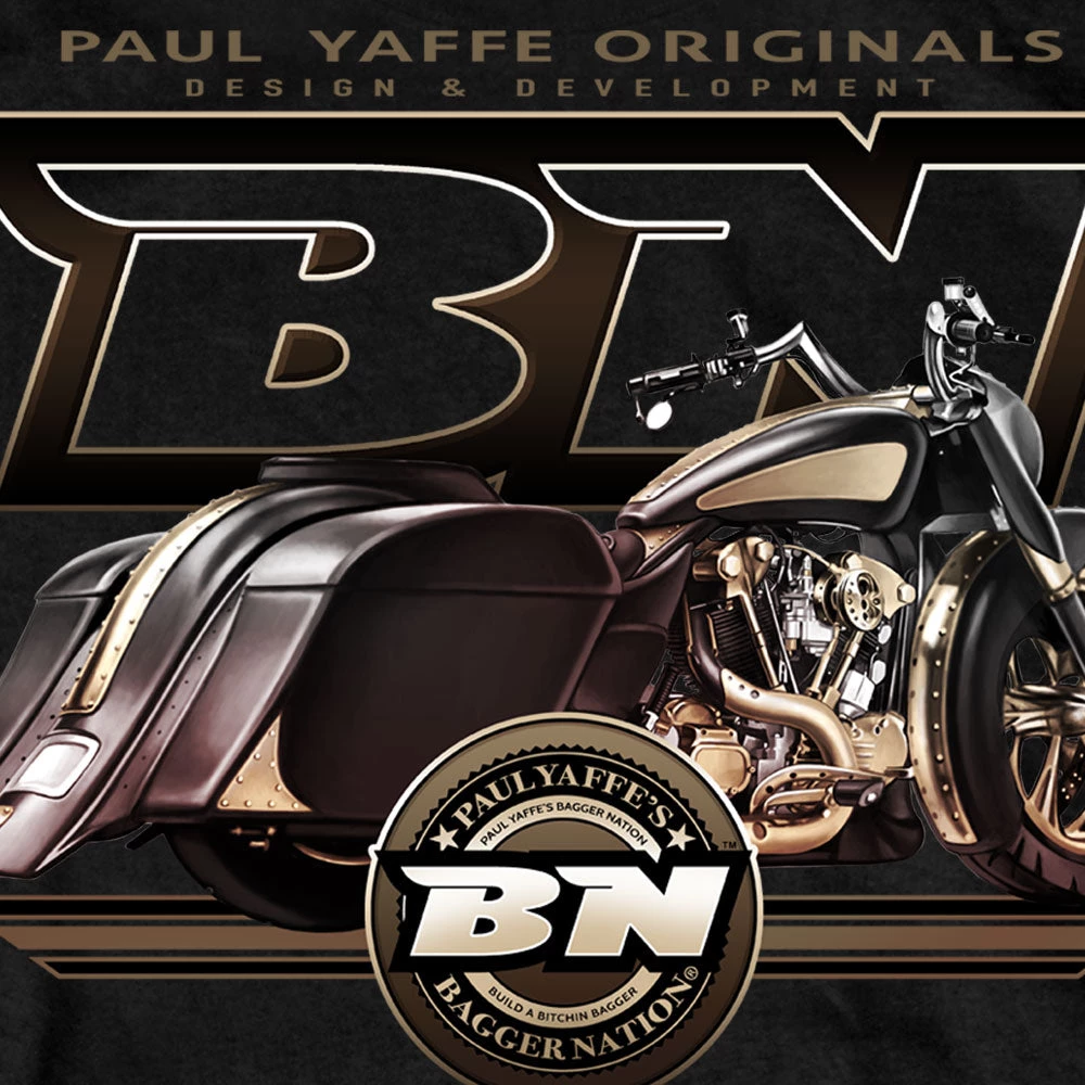 Hot Leathers PYM1029 Official Paul Yaffe's Bagger Nation Rubber Knucky Black T-Shirt