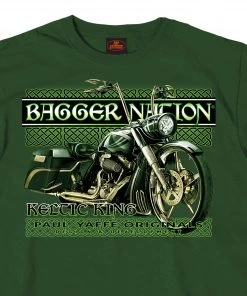Hot Leathers PYM1031 Official Paul Yaffe's Bagger Nation Keltic King Two Sided Mens Forest Green T-Shirt