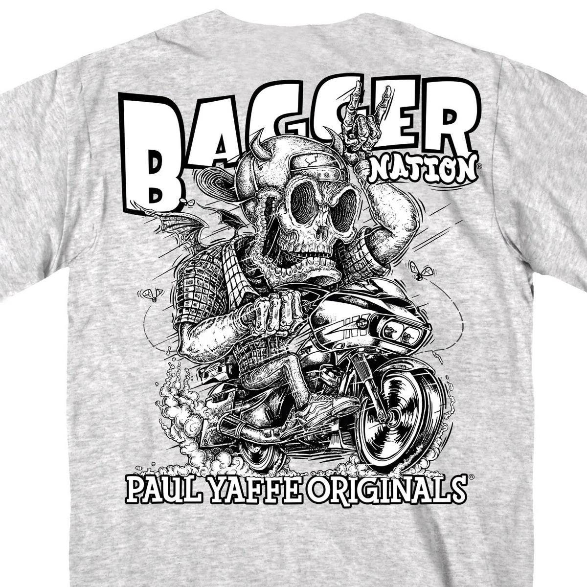 Hot Leathers PYM1038 Official Paul Yaffe's Bagger Nation Monster Double Sided Ash T-Shirt