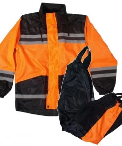 Hot Leathers RGU1004 Orange And Black Unisex Waterproof Rain Suit